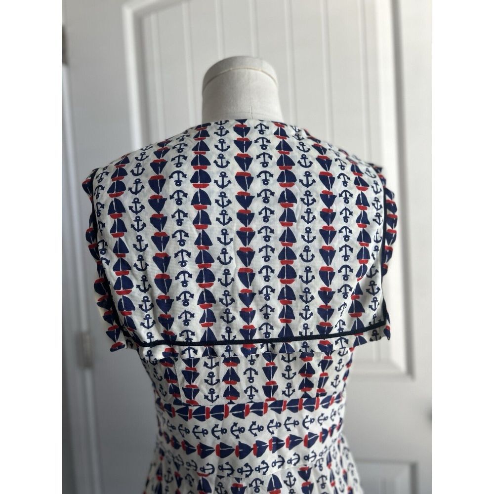 Vintage 60s Sailor Nautical Style Sleeveless Mini Dress Scooter Skirt Small - Picture 10 of 16